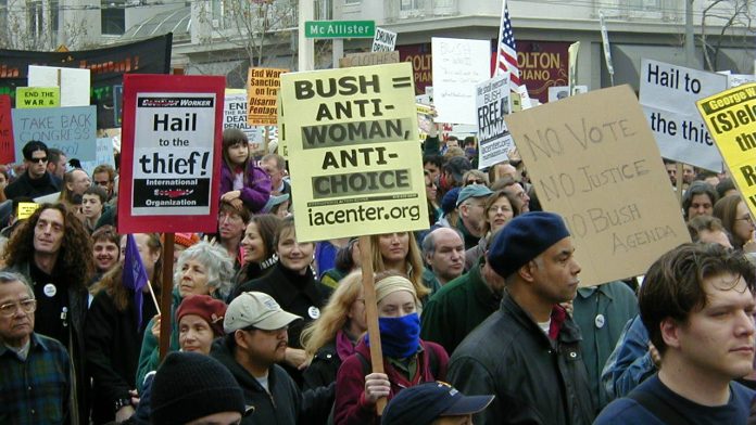 μαζικές διαδηλώσεις Μπους